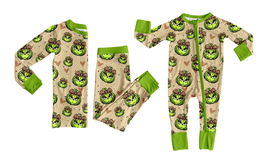 25.7.25 custom each style moq 5eta 4-6week Sibling Sister green baby boy long sleeve pants sets and rompers match family design