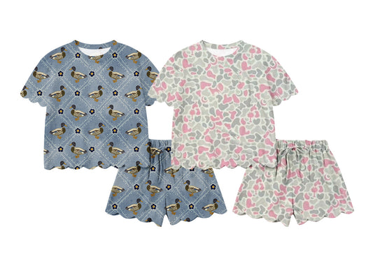 3.6 Custom moq 5 mix size Sibling Girls Summer Outfit Set with Short Sleeves Top And Shorts