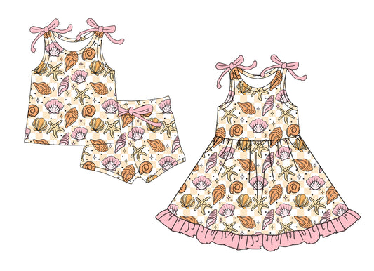 4.12 custom each style moq 5eta 4-6week Sibling Sister baby girl short sleeve shorts sets and dresses match design