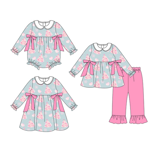 25.8.20 custom each style moq 5eta 4-6week Sibling Sisters Christmas baby girl long sleeve pants sets and dress and rompers match family design