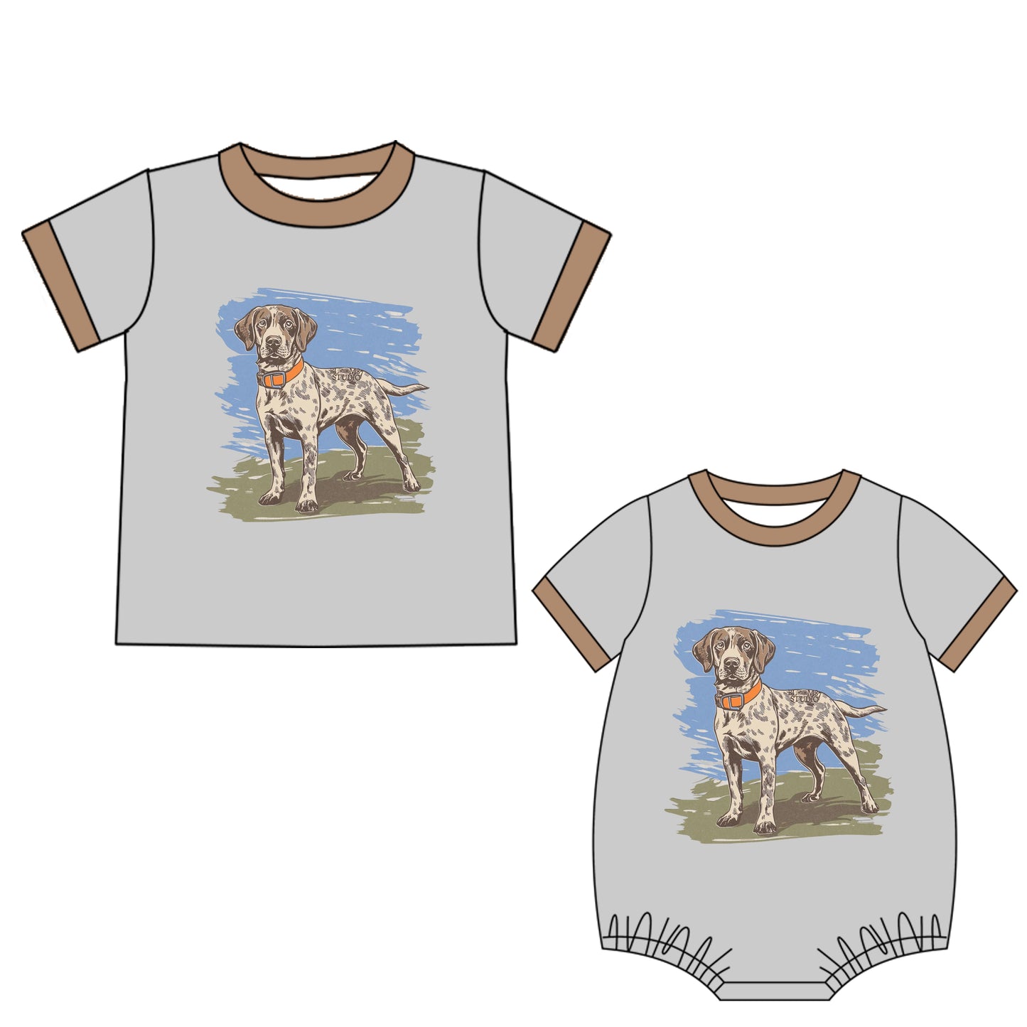 4.21 custom each style moq 5eta 4-6week Sibling Sister dog baby boy short sleeve rompers and top match family design