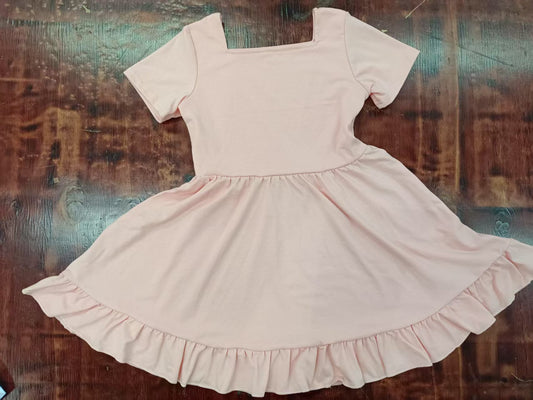 Custom moq 3 eta 6-7weeks baby girl clothes solid color short sleeve dress