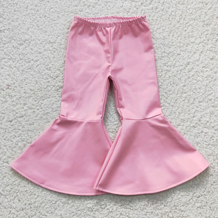 RTS NO MOQ Solid color leather flared pants
