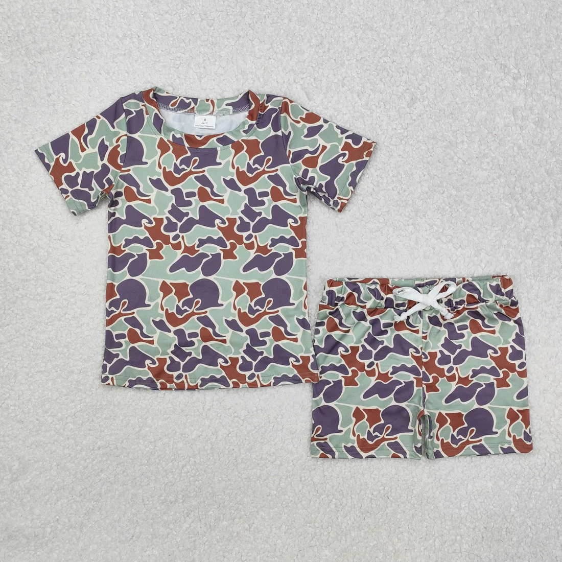 RTS NO MOQ Sibling baby boys girl camouflage Clothes short sleeve shorts sets and tops 2