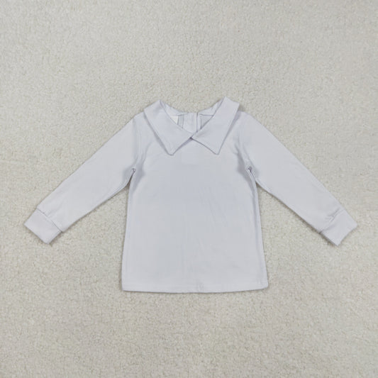 RTS NO MOQ（In Stock) BT0820 Solid White Square Neck Long-Sleeved Top