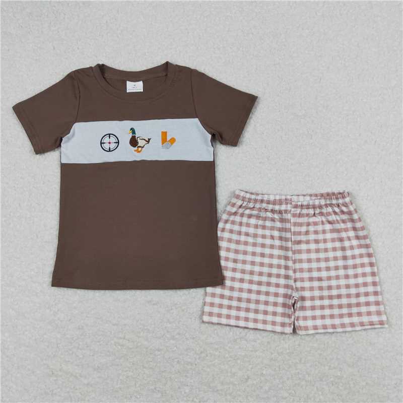 RTS Boys and girls Embroidered Short Sleeve Shorts sets dress rompers