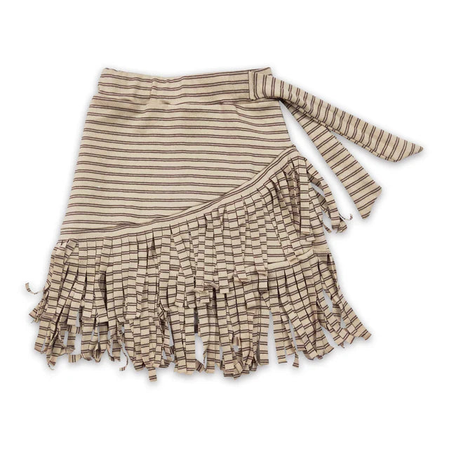 RTS NO MOQ Sibling Baby Girls Thick fabric Stripe Tassel Ruffle Skirts