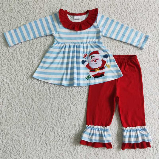 RTS NO MOQ（In Stock) GLP0175 Embroidered Christmas Long Sleeve Pants Set