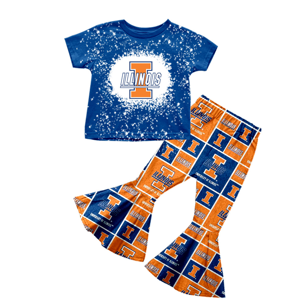 baby girl clothes team blue top orange pants toddler girl summer outfit