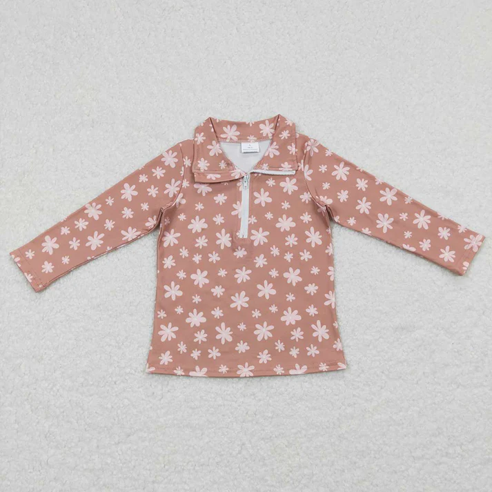 RTS NO MOQ Zippered pullover long-sleeved top: leopard print & small flowers & plaid
