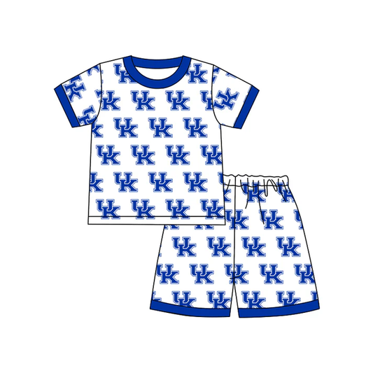 Custom summer teams baby boys clothes team blue short sleeve shorts sets-25.8.5