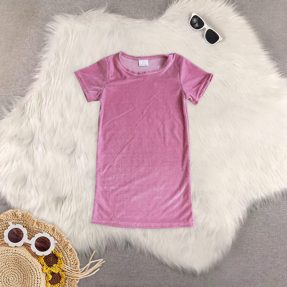 RTS NO MOQ Sibling baby girl clothes Velvet short sleeve dresses