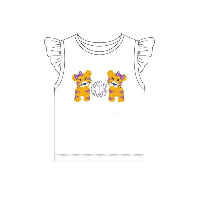 custom moq 3 team Panthers eta 6-8weeks girls white short sleeves top