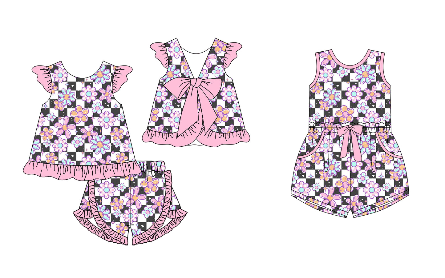12.26 custom each style moq 5eta 4-6week Sibling Siste floral baby girl sets and jumpsuit match family design