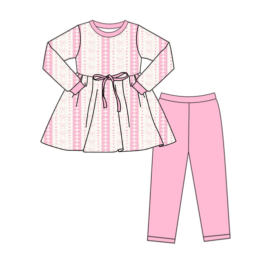 10.3 custom each style moq 5eta 4-6week baby girls clothes bow pink long sleeve pants sets