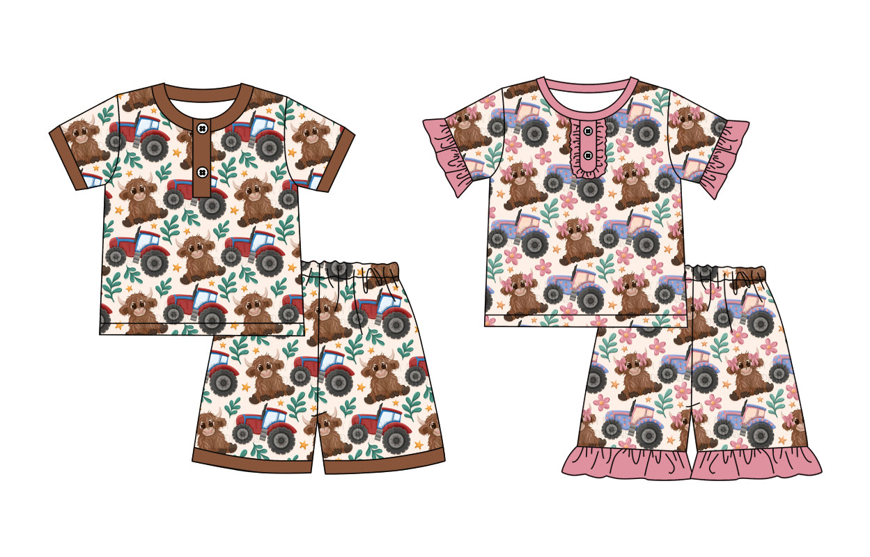 4.15 custom each style moq 5eta 4-6week Sibling Sister baby girls short sleeve set 1 and set 2 match design