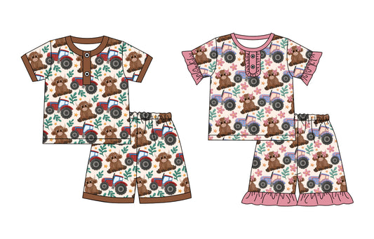 4.15 custom each style moq 5eta 4-6week Sibling Sister baby girls short sleeve set 1 and set 2 match design