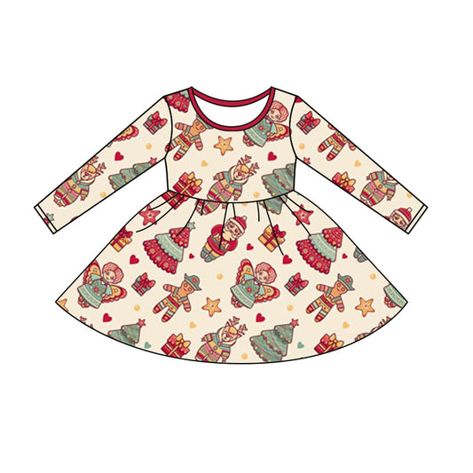 25.7.1 custom each style moq 5eta 4-6week Sibling Sisters Christmas baby girl long sleeve dress