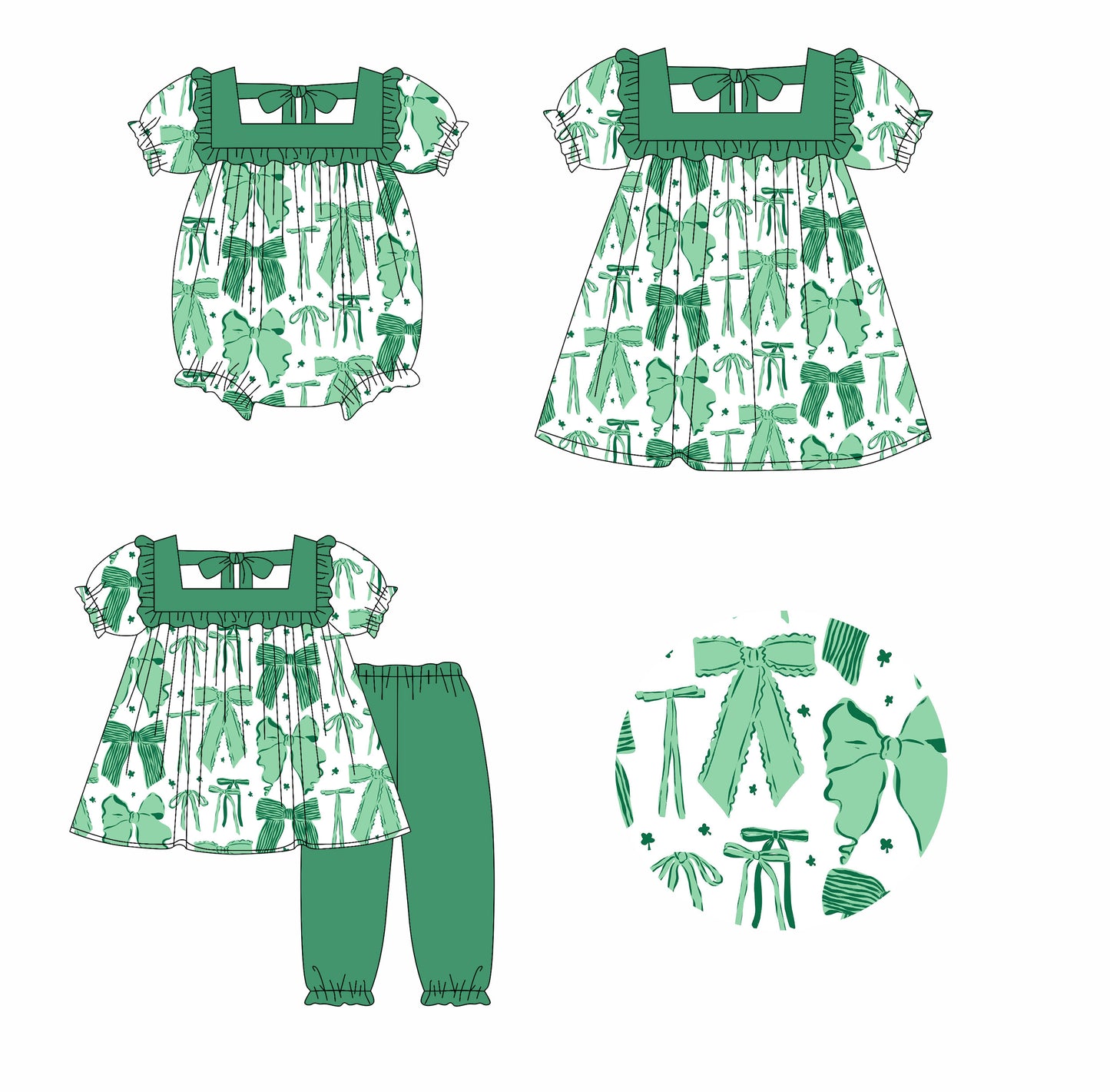 25.9.26 custom each style moq 8 eta 6-8week Sibling Sisters bow baby girl short sleeve pants sets and dress and rompers match family design