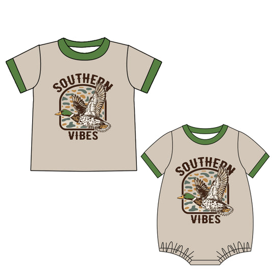 4.21 custom each style moq 5eta 4-6week Sibling Sister duck baby boy short sleeve rompers and top match family design