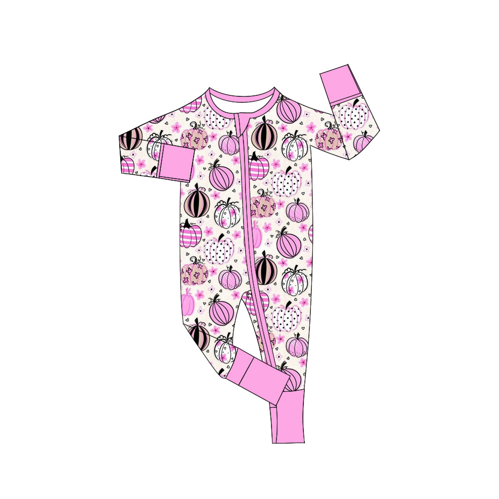 5.18custom each style moq 5eta 4-5week Sibling Sister pumpkin prints pink girls outfits and baby romper and aldult shorts match family design
