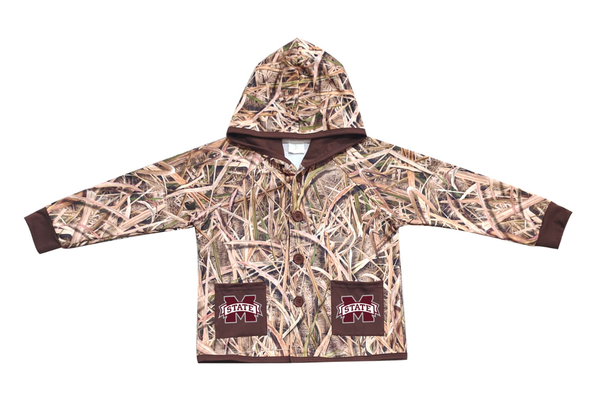 Custom moq 5 mix size milk silk baby boys clothes team summer camouflage button hooded long sleeve top-25.11.25