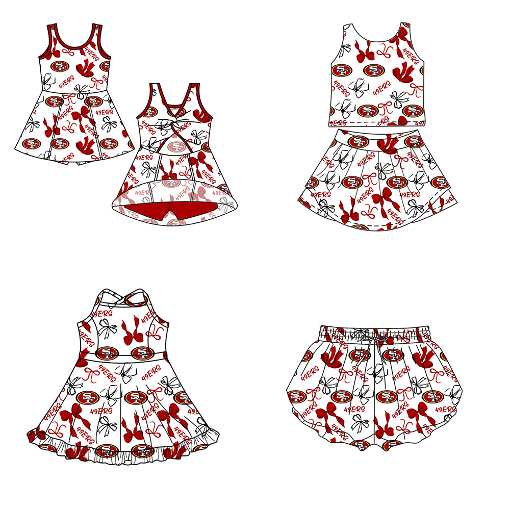 Custom moq 5 mix size milk silk summer teams Baby Girls Black Red Bow Vest Top Skirt Shorts Sets Sleeveless Knee Length Dresses Yoga Shorts Yoga Active Outfit