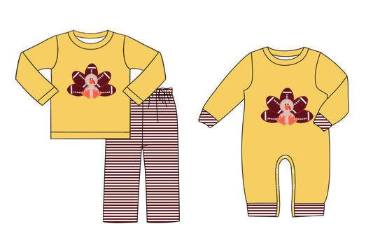 25.5.26 custom each style moq 5eta 4-6week Sibling Sisters turkey baby boy long sleeve pants sets and rompers match family design