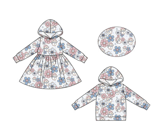 25.6.21 custom each style moq 5eta 4-6week Sibling Sisters floral baby girls long sleeve dress and top match family design