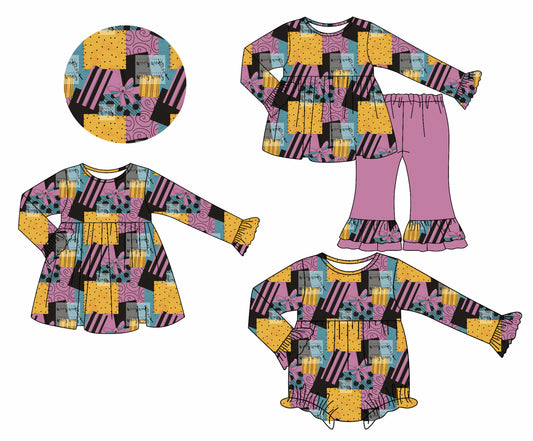 25.7.9 custom each style moq 5eta 4-6week Sibling Sisters baby girl long sleeve pants sets and dress and rompers match family design
