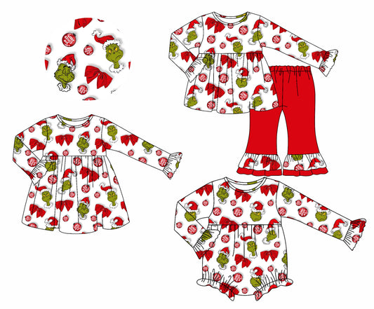 25.7.30 custom each style moq 5eta 4-6week Sibling Sisters Christmas baby girl long sleeve pants sets and dress and rompers match family design