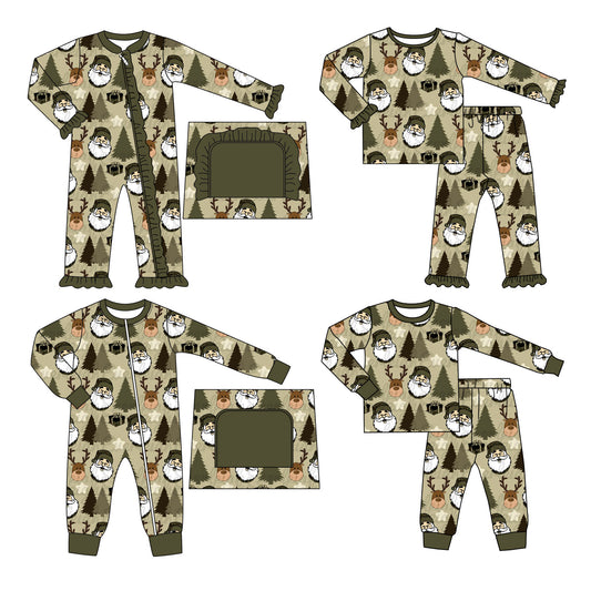 25.5.15 custom each style moq 5eta 4-6week Sibling Sisters Christmas trees baby girl long sleeve pants sets 1 and sets 2 and romper 1 and romper 2 match family design