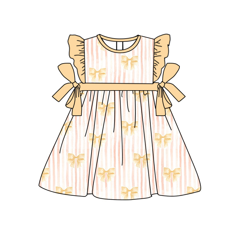 10.14 custom each style moq 5eta 4-6week Sibling Sister bow yellow baby girl short sleeve shorts sets and dress and rompers match family design