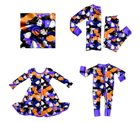 25.8.11 custom each style moq 5eta 4-6week Sibling Sisters ghost baby girl long sleeve pants sets and dress and rompers match family design