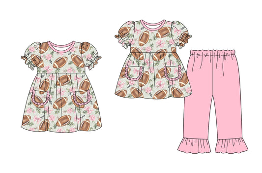 25.9.12 custom each style moq 5eta 6-8week Sibling Sisters rugby baby girl short sleeve pants sets and dress match family design