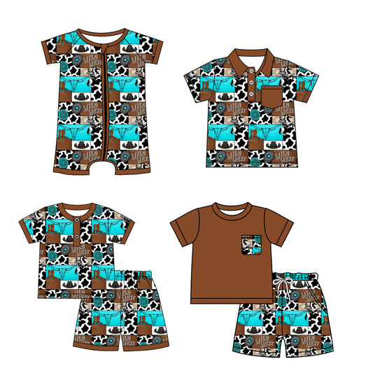 3.25 custom each style moq 5eta 4-6week Sibling Sister cow head hat baby girl sets 1 and sets 2 and boy rompers and top match family design