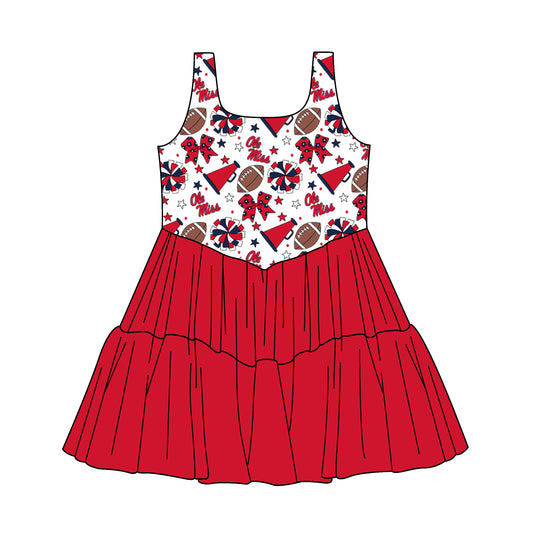 Custom moq 5 mix size milk silk summer teams Baby Girls Sleeveless Red Knee-Length Dress Cute Clothing for Little Girls