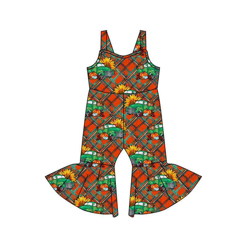 8.15 custom each style moq 5eta 4-6week baby girls clothes pumpkin suspender jumpsuit