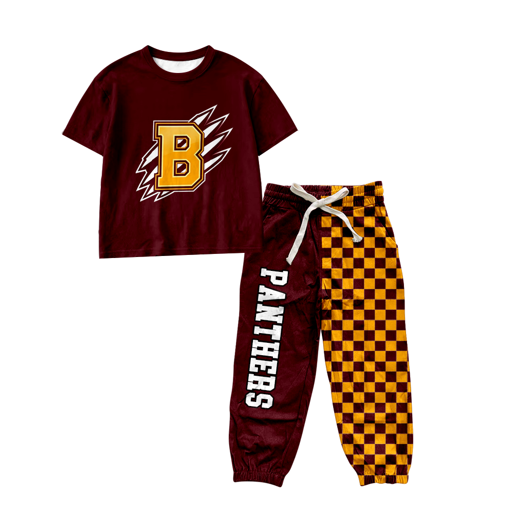 custom moq 5 mix size MSD070708 Baby Kids Short Sleeve Shirt Top Checked Long Pants Casual Set