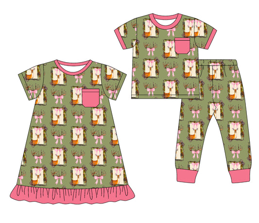 25.9.19 custom each style moq 8 eta 6-8week Sibling Sisters bow baby girl short sleeve pants sets and dress match family design