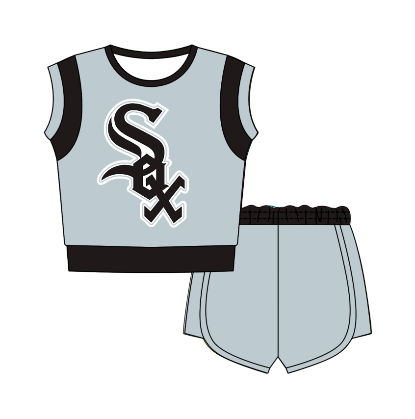 Custom moq 5 mix size milk silk summer teams Sleeveless O-Neck Top And Shorts Set Cute And Comfortable Kids' Outfit
