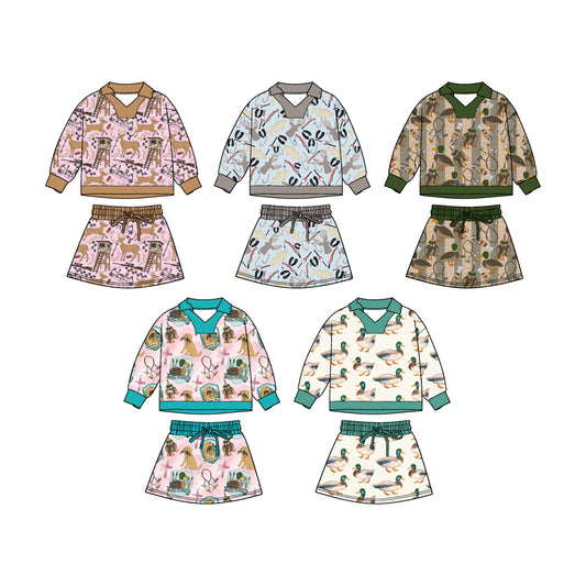 25.10.30 custom each style moq 5 eta 6-8week Sibling Sisters baby girl long sleeve skirts shorts sets 5 match family design