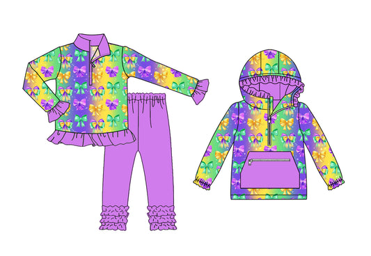 25.9.4 custom each style moq 5eta 4-6week Sibling Sisters bow baby girl long sleeve pants sets and top match family design