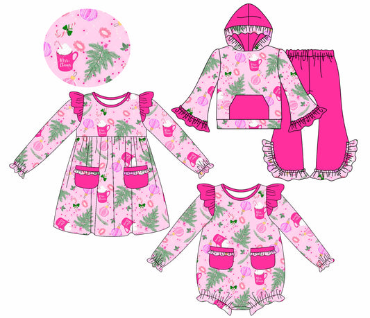 25.7.23 custom each style moq 5eta 4-6week Sibling Sisters Christmas baby girl long sleeve pants sets and dress and rompers match family design