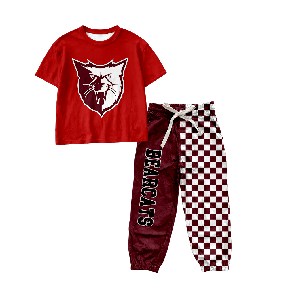 custom moq 5 mix size MSD070608 Baby Kids Short Sleeve Shirt Checked Long Pants Casual Set