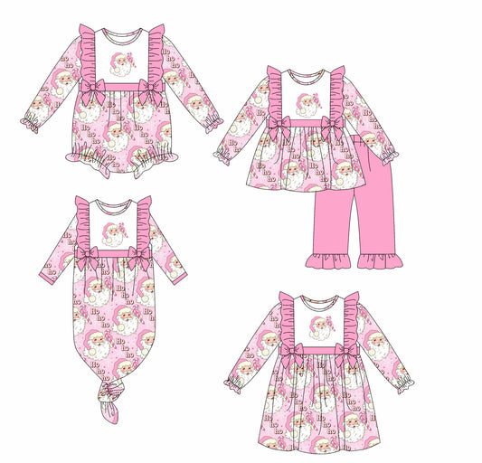 25.6.9 custom each style moq 5eta 4-6week Sibling Sisters Christmas pink baby girl long sleeve pants sets and dress and rompers and nightgown match family design