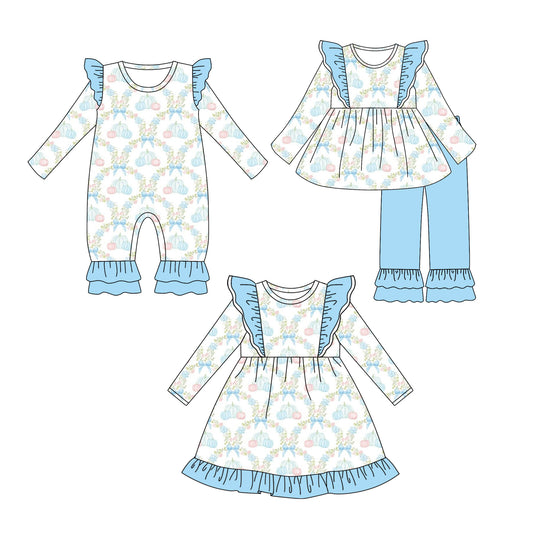 25.6.18 custom each style moq 5eta 4-6week Sibling Sisters pumpkin floral bow baby girl long sleeve pants sets and dress and rompers match family design