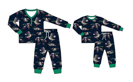 25.5.16 custom each style moq 5eta 4-6week Sibling Sister duck long sleeve pants sets and adult sets match design