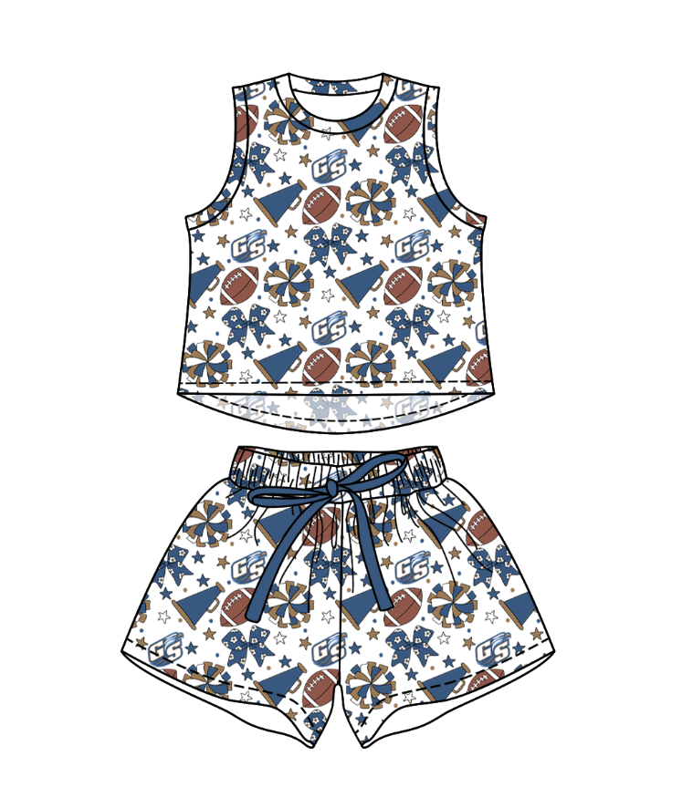 Custom moq 5 mix size milk silk summer teams Baby Girls Stars Bows Vests Top Short Yoga Active Clothes Set for Kids