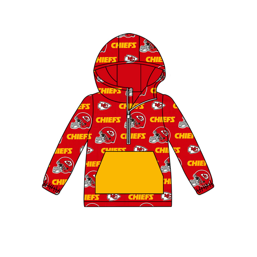 custom moq 3 eta 6-7weeks Red and yellow Team Hat Zip-Up Hoodie pullover
